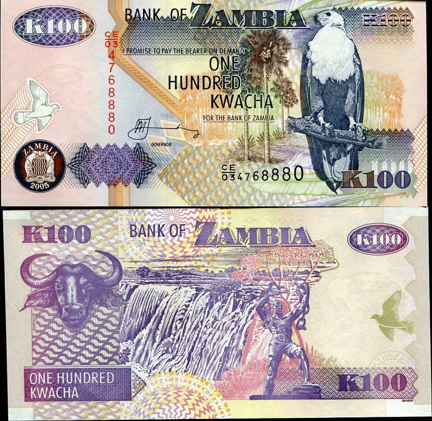 Zambia 100 Kwacha 2005 P 38 AUnc ABOUT UNC