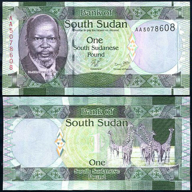 SOUTH SUDAN 1 POUND 2011 P 5 RARE AA PREFIX UNC