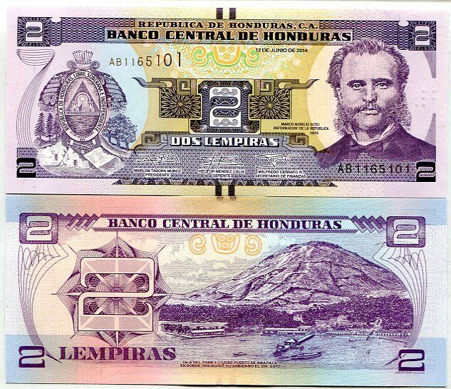 Honduras 2 Lempiras 2014 P 97 b UNC