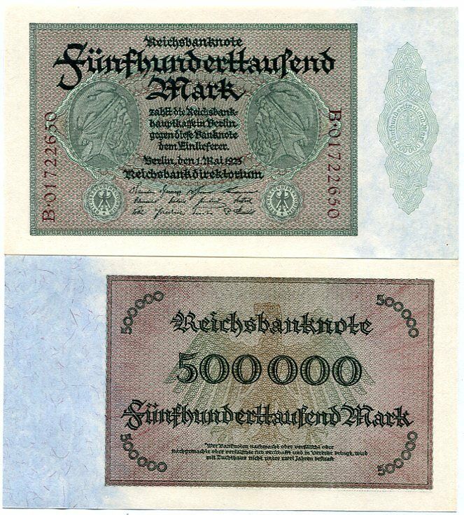 GERMANY 500000 MARK 1923 P 88 UNC