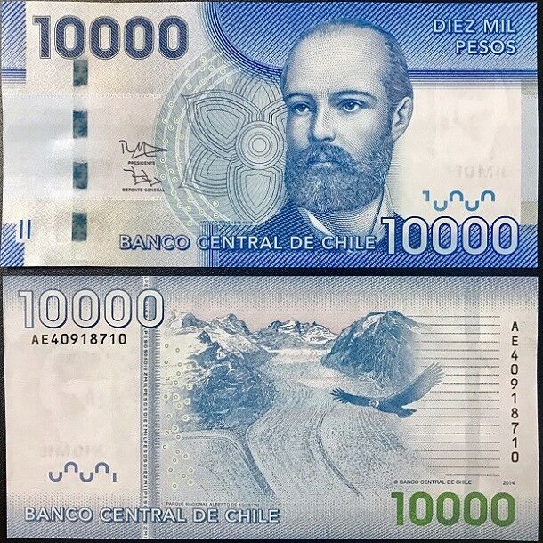 CHILE 10,000 10000 PESOS 2014 P 164 UNC