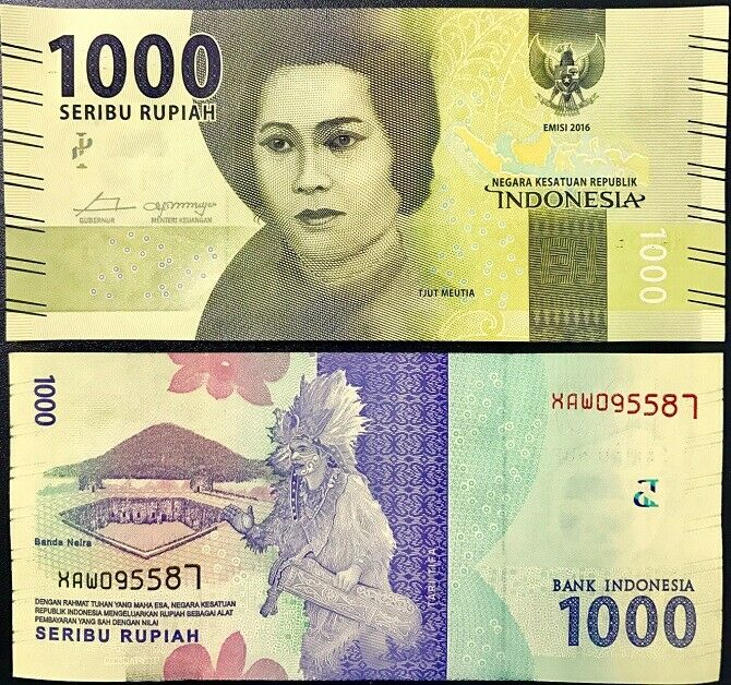 INDONESIA 1000 RUPIAH 2016 PRINTED 2017 P 154 XAW REPLACEMENT UNC