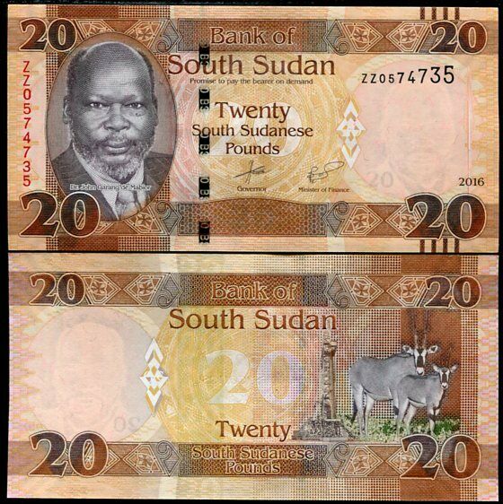 SOUTH SUDAN 20 POUNDS 2016 P 13 b ZZ REPLACEMENT UNC