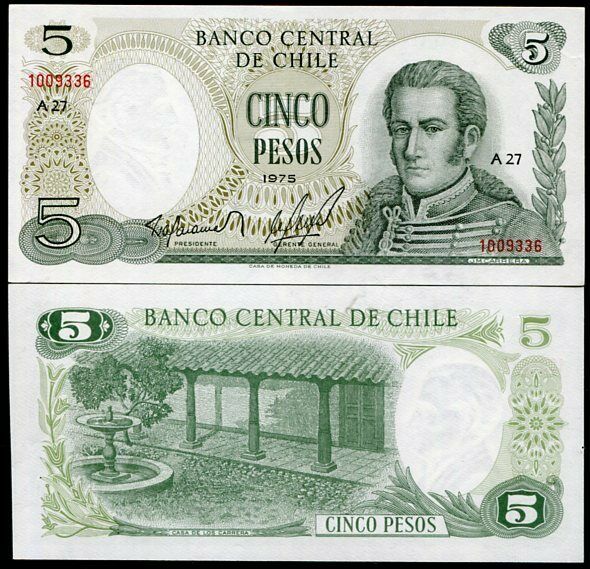 Chile 5 Pesos 1975 P 149 UNC