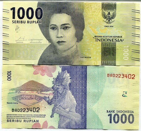 INDONESIA 1000 RUPIAH 2016 SMALL PRINT 2018 P 154 UNC