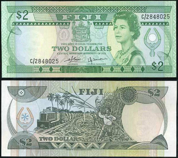 FIJI 2 DOLLARS ND 1980 P 77 UNC-