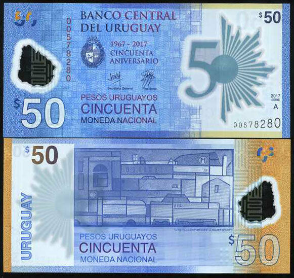Uruguay 50 Pesos 2017 Polymer Comm. P 100 UNC