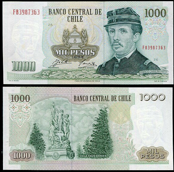 Chile 1000 Pesos 1994 P 154 AU-UNC
