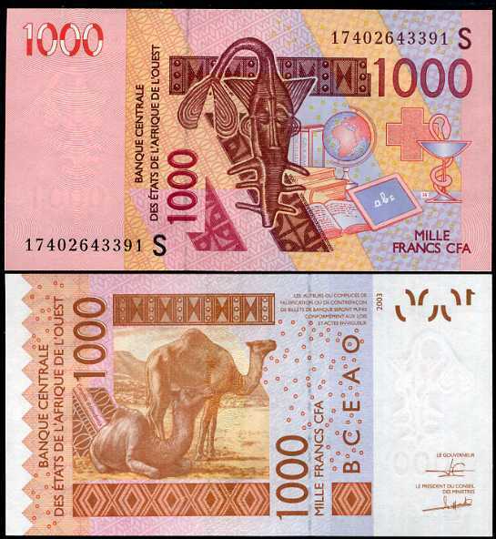 WEST AFRICAN STATES GUINEA BISSAU 1000 FRANCS 2003 / 2017 P NEW UNC