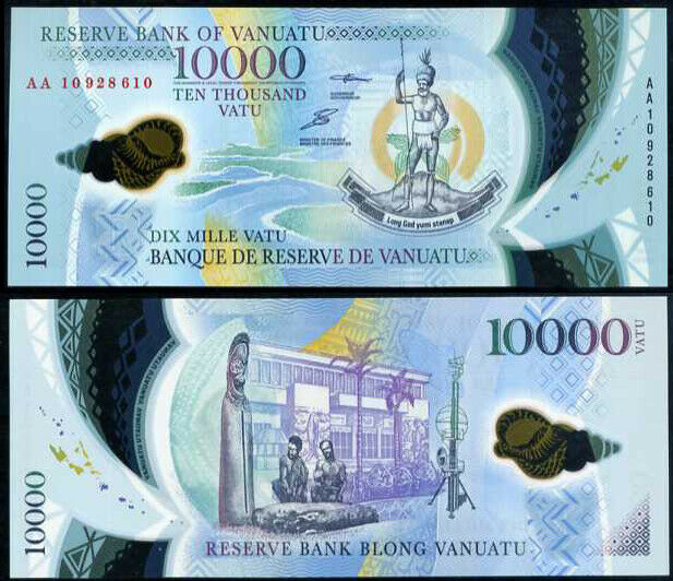 VANUATU 10000 VATU 2010 POLYMER AA PREFIX P 16 UNC