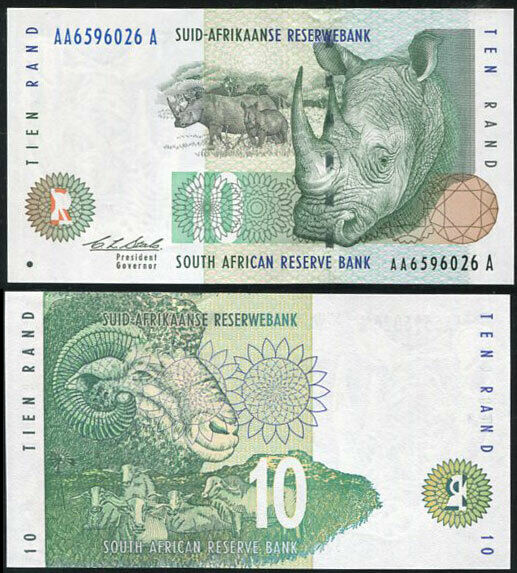 South Africa 10 Rand ND 1993 P 123 a PREFIX AA-A  AU-UNC