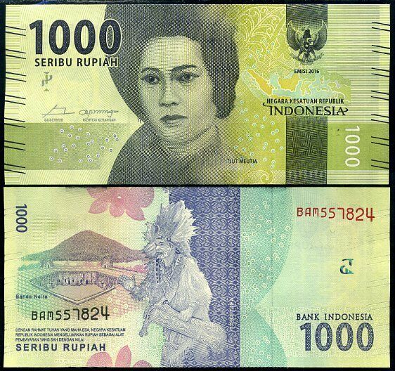 INDONESIA 1000 RUPIAH 2016 PRINTED 2017 P 154  UNC
