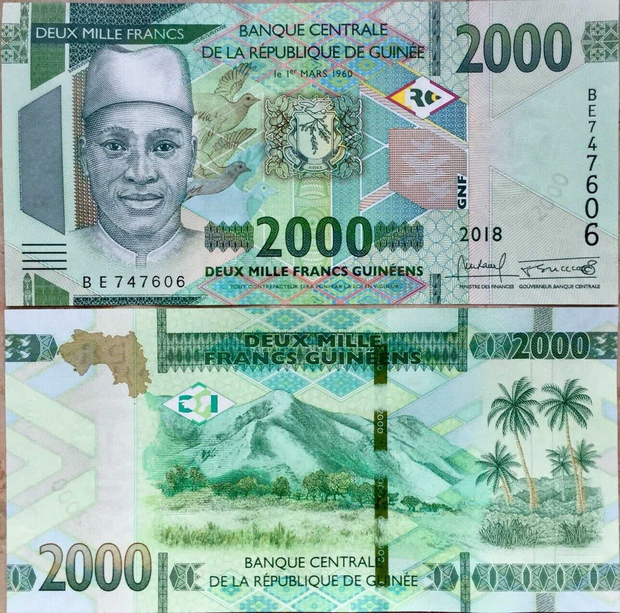 Guinea 2000 Francs 2018 / 2019 P NEW UNC LOT 10 PCS