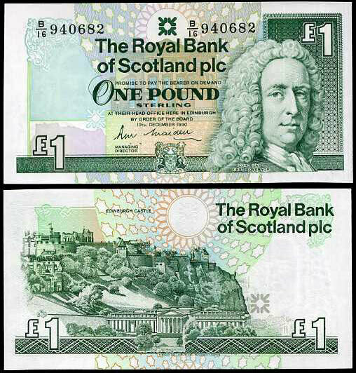 SCOTLAND 1 POUND 1990 P 351 UNC