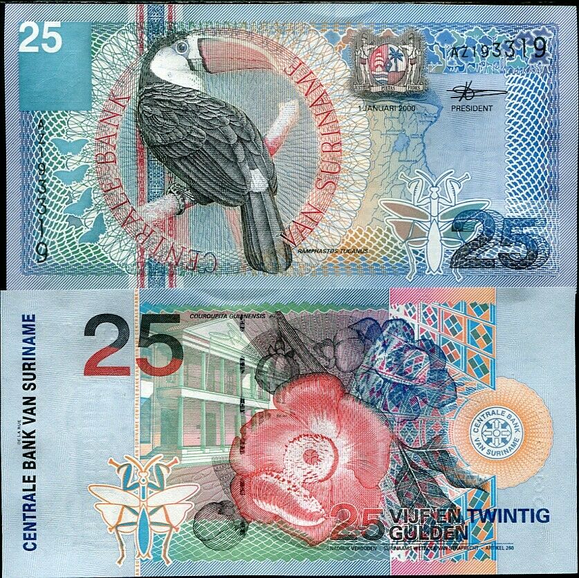 Suriname 25 Gulden 2000 P 148 UNC