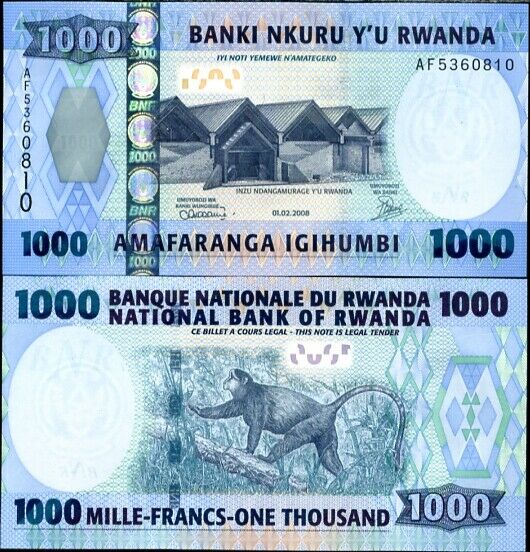 Rwanda 1000 Francs 2008 P 31 UNC