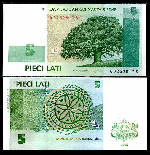 Latvia 5 Lati 2006 P 53 UNC