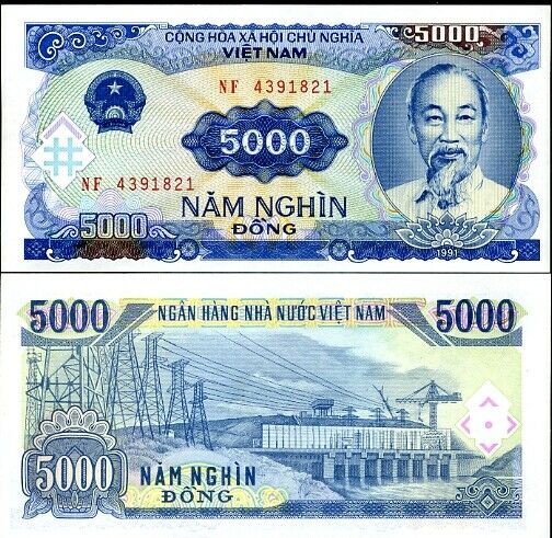 Vietnam 5000 Dong 1991 P 108 UNC LOT 10 PCS