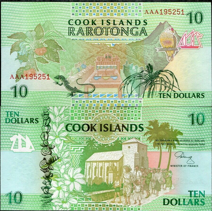 Cook Islands 10 Dollars 1992 P 8 UNC
