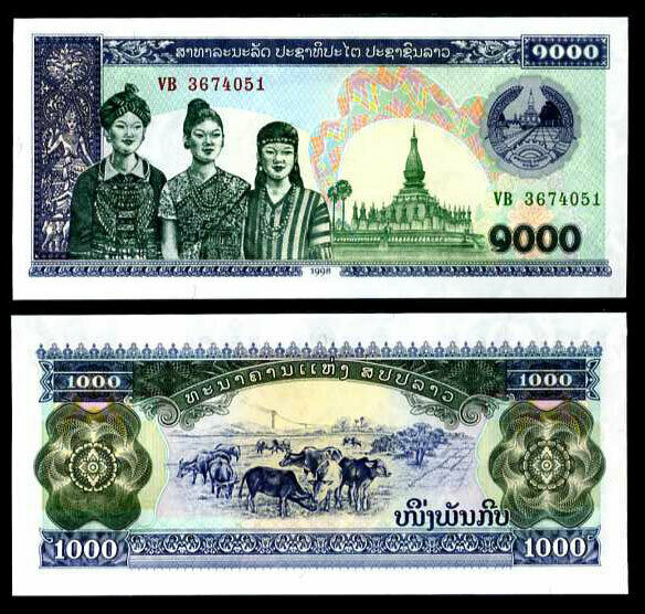 Laos 1000 Kip 1998 P 32Aa UNC
