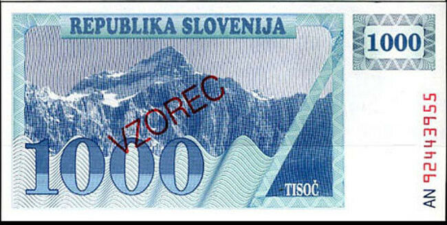 Slovenia 1000 Tolarjev 1992 P 9 Specimen UNC
