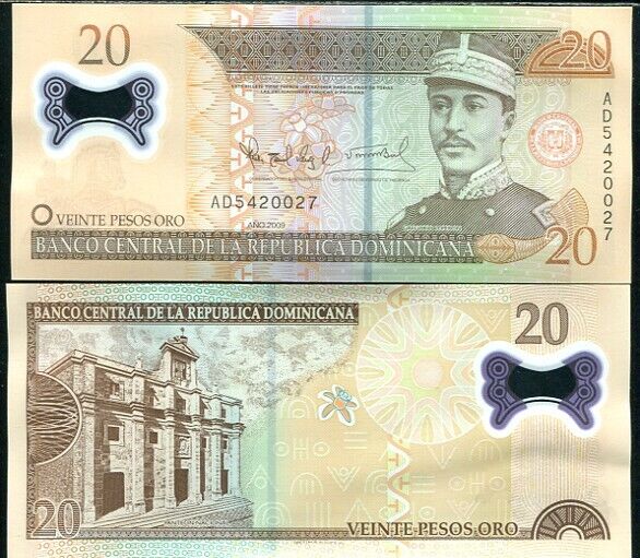 Dominican Republic 20 Pesos 2009 P 182 Polymer UNC