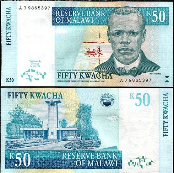 MALAWI 50 KWACHA 1997 P 39 UNC