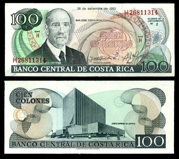 Costa Rica 100 Colones 1993 P 261 UNC