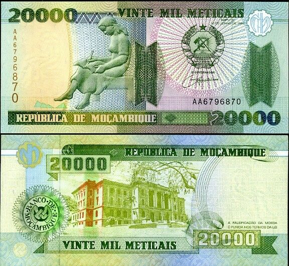 MOZAMBIQUE 20000 METICAIS 1999 P 140 UNC