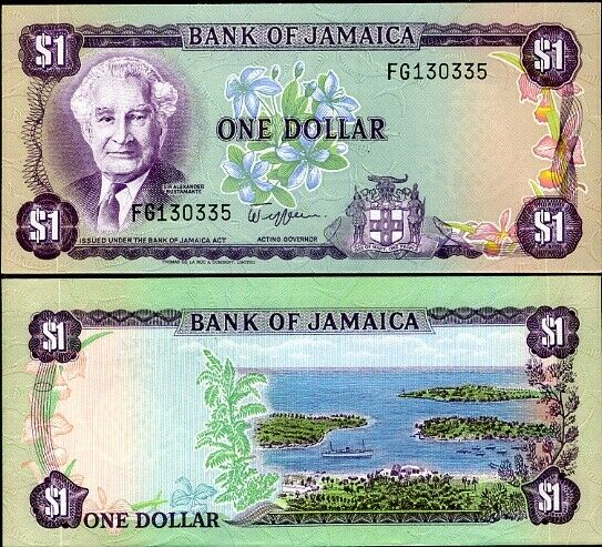 Jamaica 1 Dollars ND (1982-86) P 64 SIGN 6 UNC