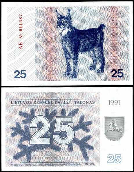 Lithuania 25 Talonas 1991 P 36 b UNC
