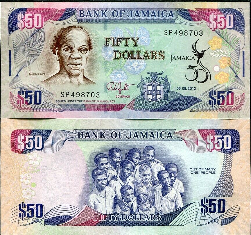 Jamaica 50 Dollars 50TH COMM. INDEPENDENCE 2012 P 89 UNC
