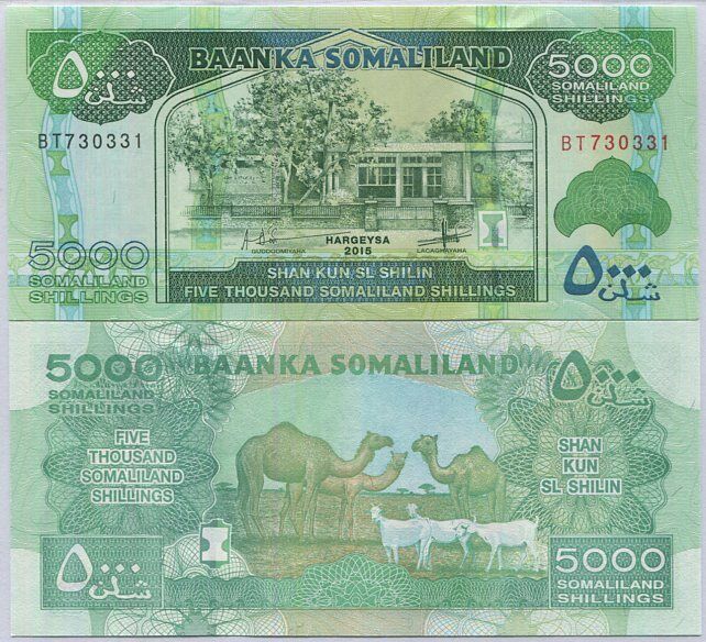 Somaliland 5000 Shillings 2015 P 21 c UNC
