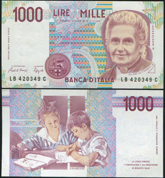 Italy 1000 Lire 1990 P 114 ABOUT UNC