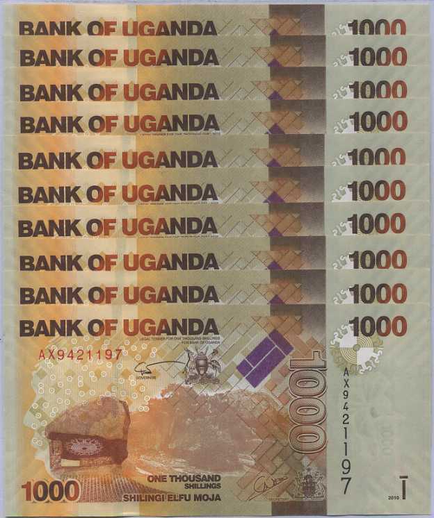 Uganda 1000 Shillings 2010 P 49 UNC LOT 10 PCS
