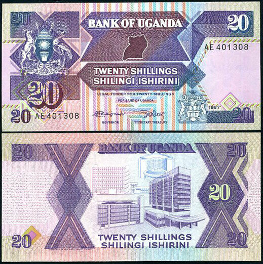 UGANDA 20 SHILLING 1987 P 29 UNC