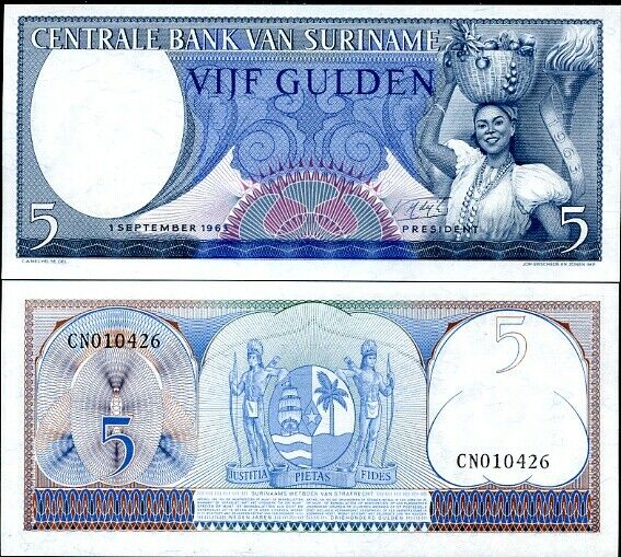 Suriname 5 Gulden 1963 P 120 UNC LOT 5 PCS