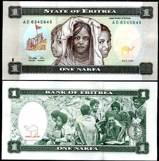 Eritrea 1 Nakfa 1997 P 1 UNC LOT 10 PCS