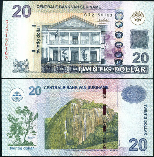 Suriname 20 Dollars 2010 P 164 UNC