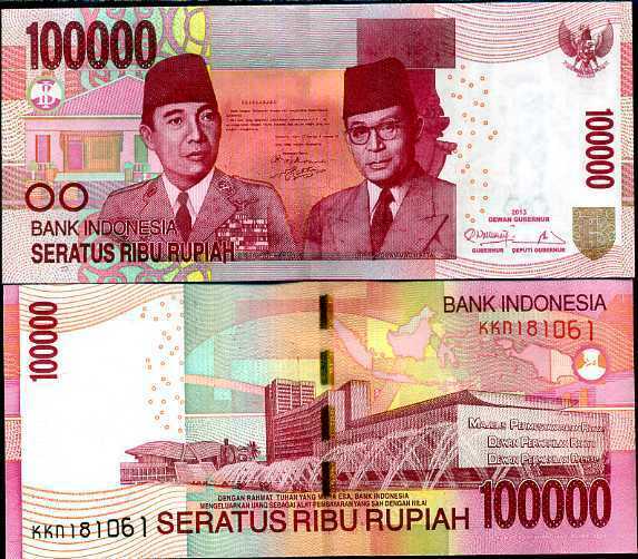 Indonesia 100000 Rupiah 2013/2004 P 153 UNC