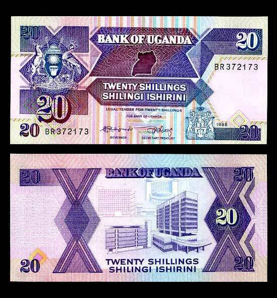 UGANDA 20 SHILLING 1988 P 29 UNC
