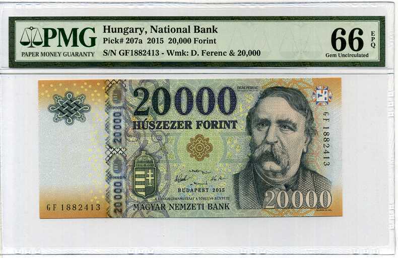 Hungary 20000 Forint 2015 P 207 a Superb Gem UNC PMG 67 EPQ High