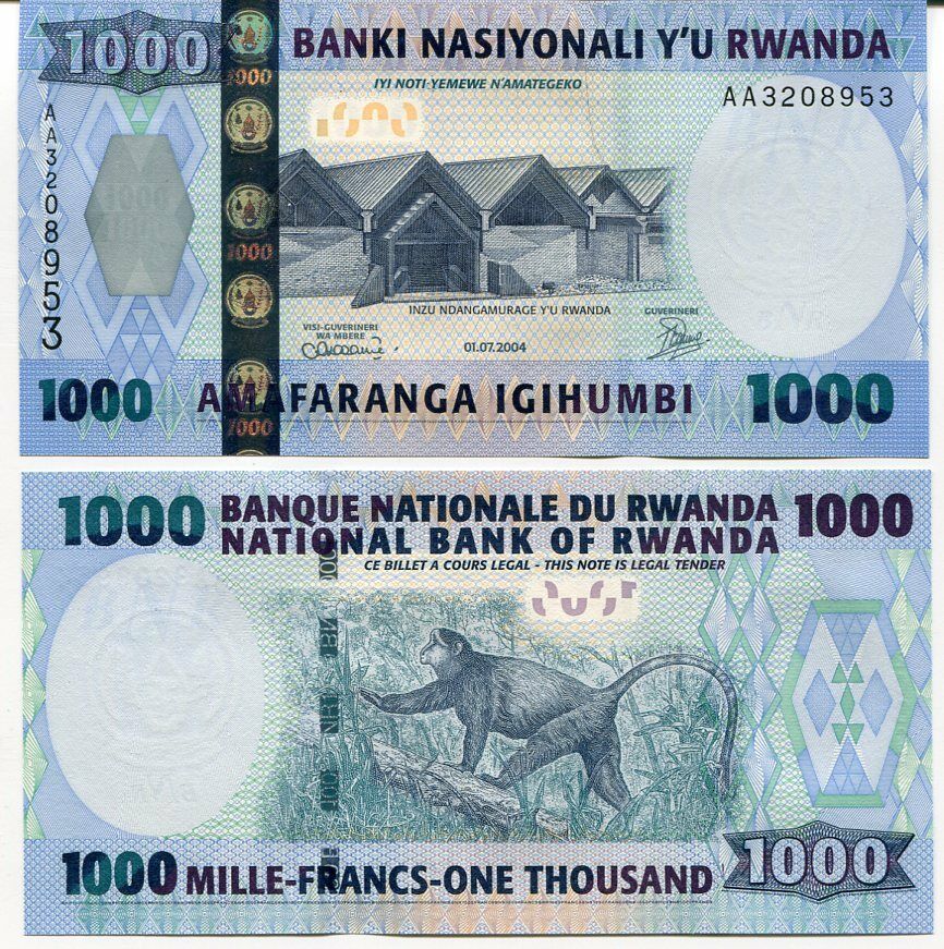 Rwanda 1000 Francs 2004 P 31 "AA" Prefix UNC