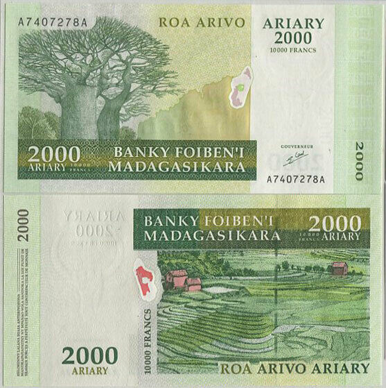 MADAGASCAR 2000 2,000 ARIARY 2003 P 83 A-A PREFIX UNC