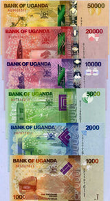 Uganda Set 6 UNC 1000 2000 5000 10000 20000 50000 Shillings 2015-2017 P 49 - 54