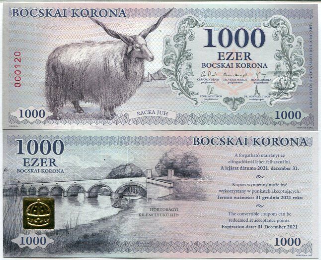 HUNGARY 1000 1,000 BOCSKAI KORUNA LOCAL MONEY SHEEP 2017 NEW PICTURE UNC