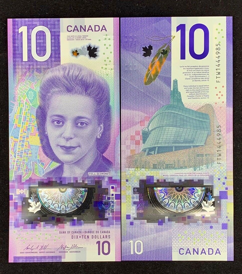 Canada 10 Dollars 2018 P 113 Polymer Wilkins Poloz UNC