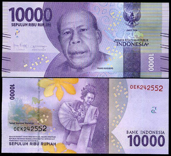 Indonesia 10000 Rupiah 2016 / 2018 Sign #2 P 157 UNC