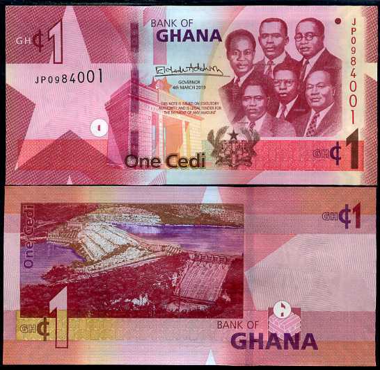 Ghana 1 Cedis 2019 P 45 UNC