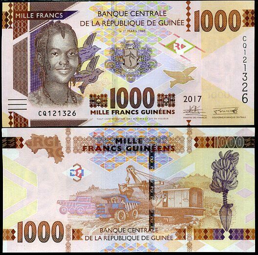 Guinea 1000 Francs 2017 P 48 b UNC